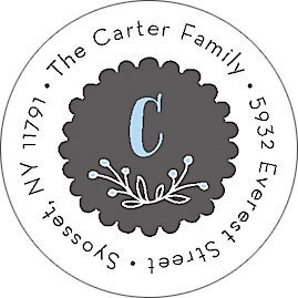 Blue Scallop Initial Round Address Labels